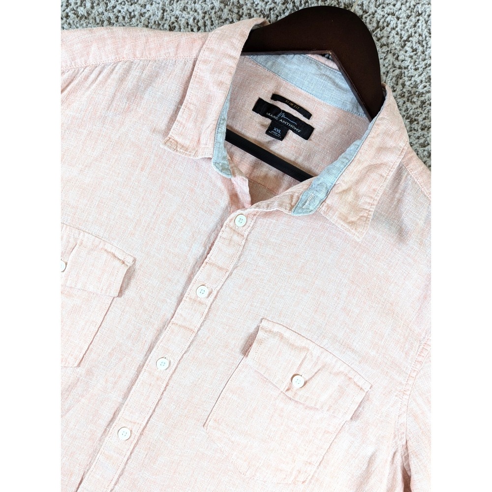 Marc Anthony Linen‎ Blend Button Up Shirt Men's XXL Long Sleeve